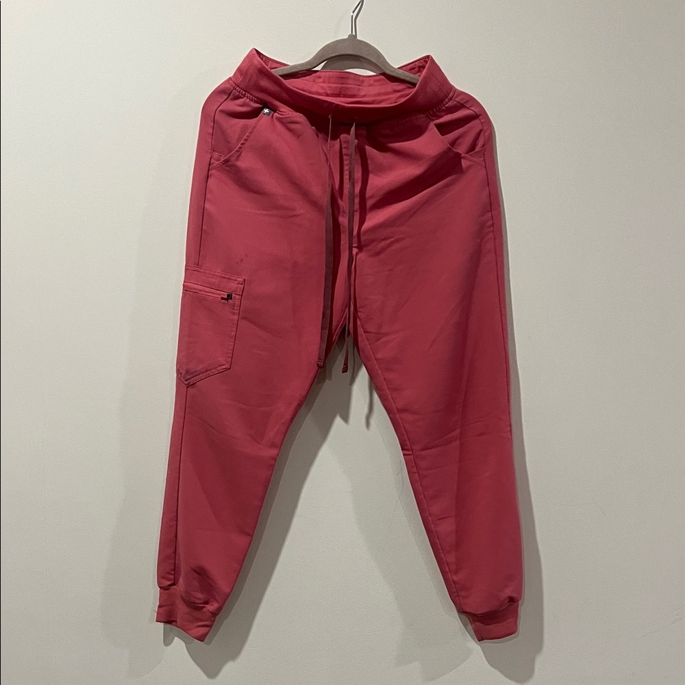 Figs Pink Scrub Pants with Zipper Pocket